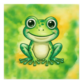 Grüner süßer Frosch Fotodruck