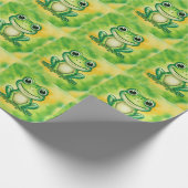 Grüner süßer Frosch Geschenkpapier (Ecke)