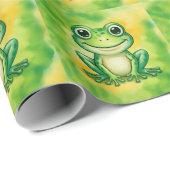 Grüner süßer Frosch Geschenkpapier (Rolleneckpunkt)