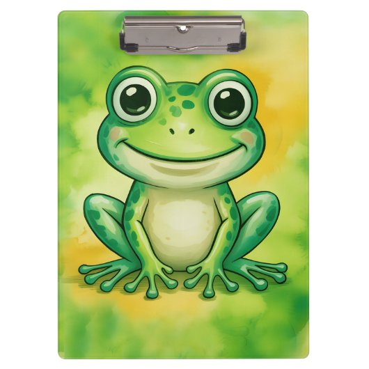 Grüner süßer Frosch Klemmbrett (Vorderseite)