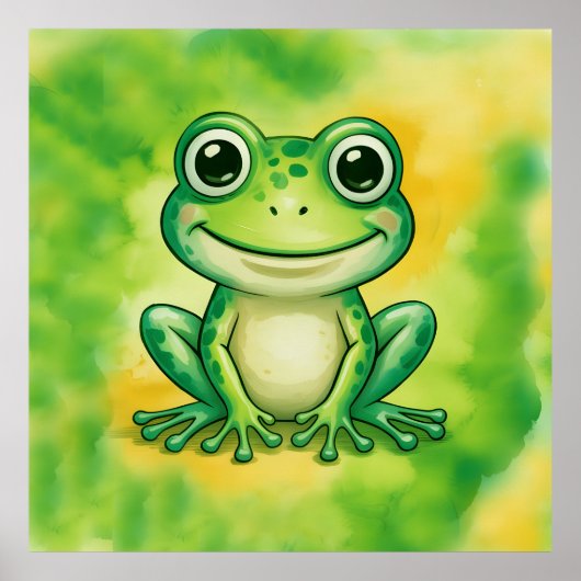 Grüner süßer Frosch Poster (Vorne)