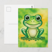 Grüner süßer Frosch Postkarte (Vorne/Hinten)