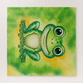 Grüner süßer Frosch Puzzle (Horizontal)