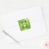 Grüner süßer Frosch Quadratischer Aufkleber (Umschlag)