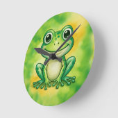 Grüner süßer Frosch Runde Wanduhr (Winkel)