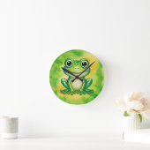 Grüner süßer Frosch Runde Wanduhr (Zuhause)