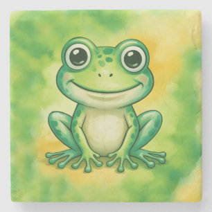 Grüner süßer Frosch Steinuntersetzer