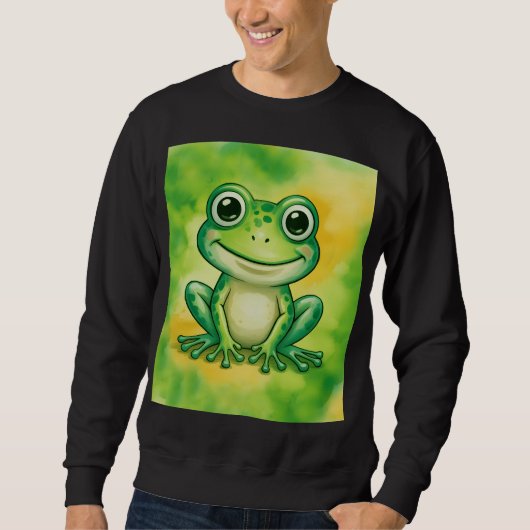 Grüner süßer Frosch Sweatshirt (Vorderseite)