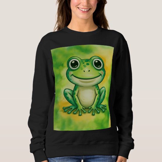 Grüner süßer Frosch Sweatshirt (Vorderseite)