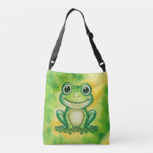 Grüner süßer Frosch Tragetaschen Mit Langen Trägern (Rückseite)