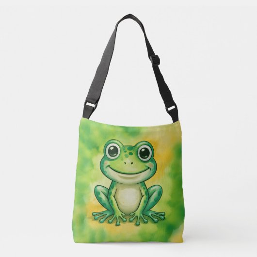 Grüner süßer Frosch Tragetaschen Mit Langen Trägern (Vorderseite)