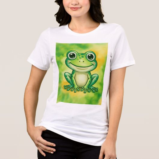 Grüner süßer Frosch Tri-Blend Shirt (Vorderseite)