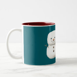 Grüner süßer Weihnachts-Schneemann Zweifarbige Tasse