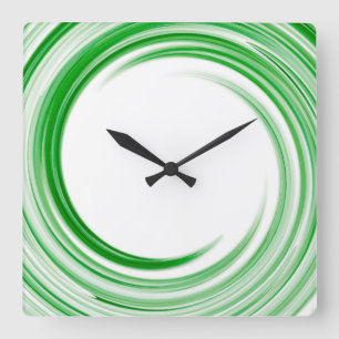 Grüner Swirl Abstrakt Art Nr. 3 Quadratische Wanduhr