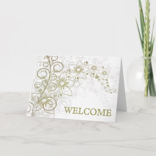 Grüner Swirt mit Blume Willkommen Dankeskarte (Vorderseite)