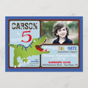 Grüner T-Rex Dinosaurier-fünfter Geburtstag laden Einladung