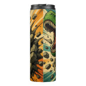 Grüner T-Rex durchbricht brüllend eine Wand Thermosbecher (Rückseite)