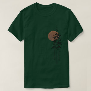 Grüner T - Shirt mit Moon- und Walddesign