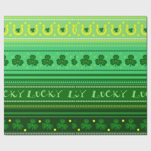 Grüner Tag St. Patricks des Kleeblatt-| Geschenkpapier (Saum)