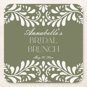 Grüner Talavera-Fliese Spanisches Fiesta-Brautfrüh Rechteckiger Pappuntersetzer