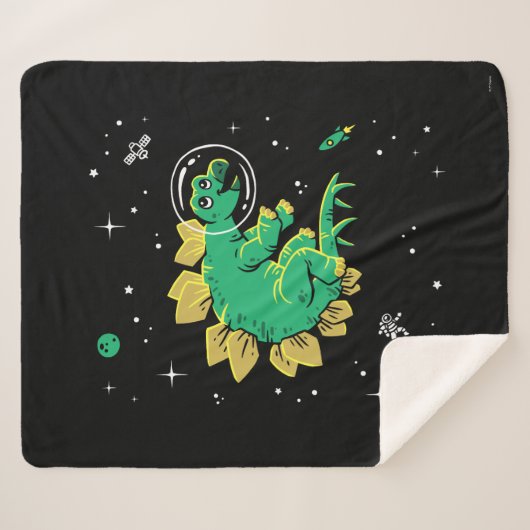 Grüner Tan Stegosaurus Dinos im Weltraum Sherpadecke (Vorderseite (Horizontal))