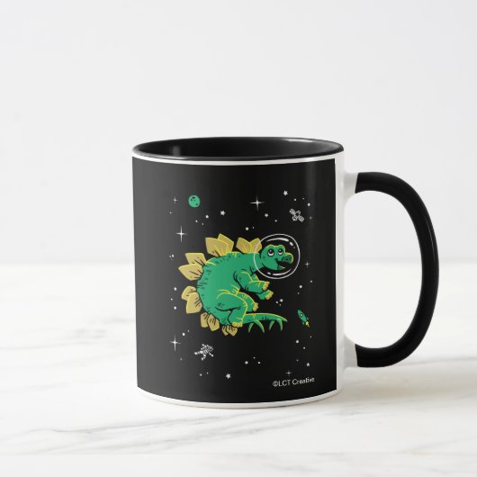 Grüner Tan Stegosaurus Dinos im Weltraum Tasse (Rechts)