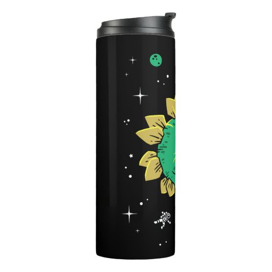 Grüner Tan Stegosaurus Dinos im Weltraum Thermosbecher (Nach links gedreht)