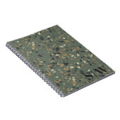 Grüner Tan Terrazzo Initials Monogram N Notizblock (Rechte Seite)