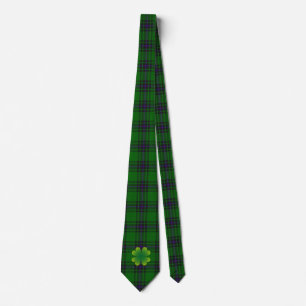 Grüner Tartan-(kariert) u. Kleeblatt-St Patrick Krawatte