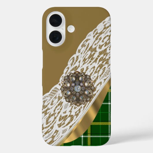 Grüner Tartan karierte Spitze Case-Mate iPhone Hülle (Rückseite)