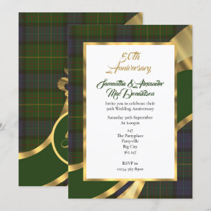 Grüner Tartan-Karo goldene Hochzeit Einladung