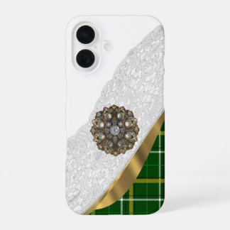 Grüner Tartan-Karostoff iPhone 16 Hülle