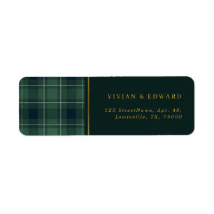 Grüner Tartan-Polo-Karo-Vintage-Rücksendeadresse