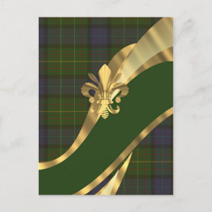 Grüner Tartan und Goldband Postkarte
