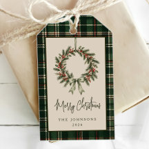 Grüner Tartan-Weihnachtskranz 