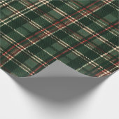 Grüner Tartan-Weihnachtskranz Geschenkpapier (Ecke)
