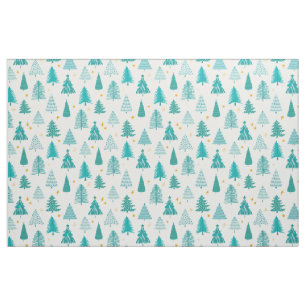 Grüner Teal Winterwald Weihnachtsbaum Stoff