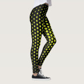 Grüner Techno Dot schwarzer Hintergrund Leggings (Rechts)