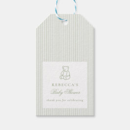 Grüner Teddy Bär Preppy Elegant Baby Dusche Geschenkanhänger