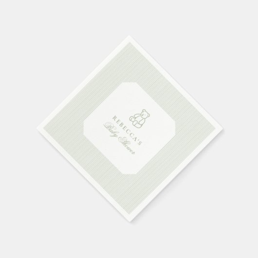 Grüner Teddy Bär Preppy Elegant Baby Dusche Serviette (Ecke)