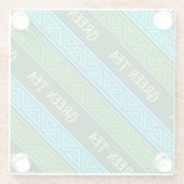 Grüner Tee, grüne Blätter und Aqua Blaue Keltische Glasuntersetzer (Rückseite)