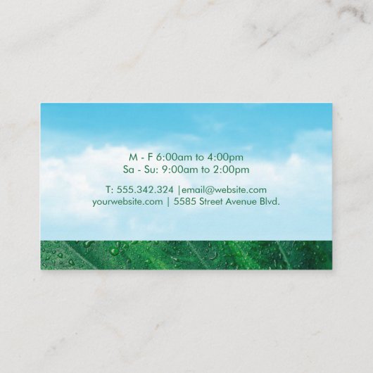 Grüner Tee | Wolken und Blätter Visitenkarte (Rückseite)