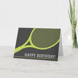 Grüner Tennisschläger zum grauen Geburtstag Karte