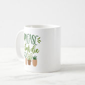 Grüner Text "Bitte nicht Die" Kaffeetasse (Vorderseite Links)