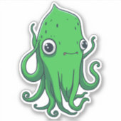 Grüner Tintenfisch Aufkleber (Vorderseite)
