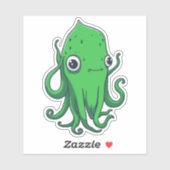 Grüner Tintenfisch Aufkleber (Blatt)