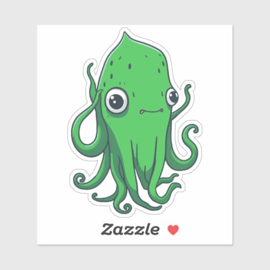 Grüner Tintenfisch Aufkleber (Blatt)
