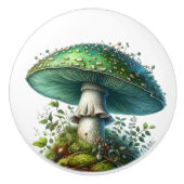 Grüner Toadstool im Wald Keramikknauf (Vorderseite)