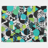 Grüner Ton mit schwarzem, zeitgenössischem Design Fleecedecke (Vorderseite (Horizontal))