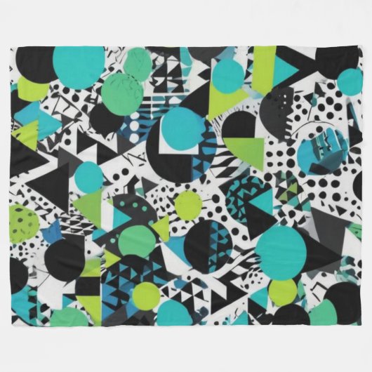 Grüner Ton mit schwarzem, zeitgenössischem Design Fleecedecke (Vorderseite (Horizontal))